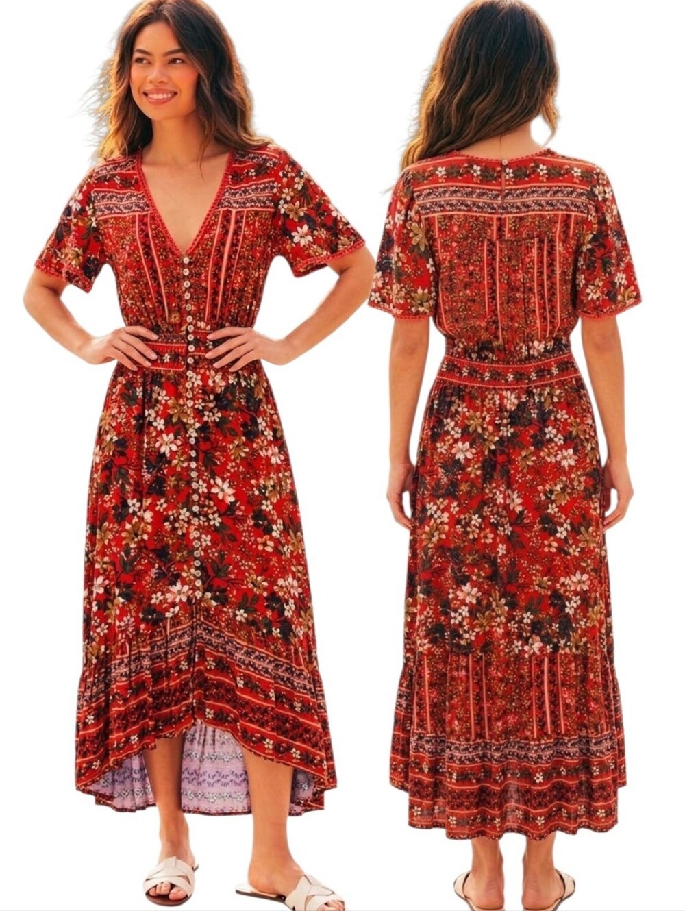 LABEL OF LOVE London Floral High Low Maxi Dress - Size S